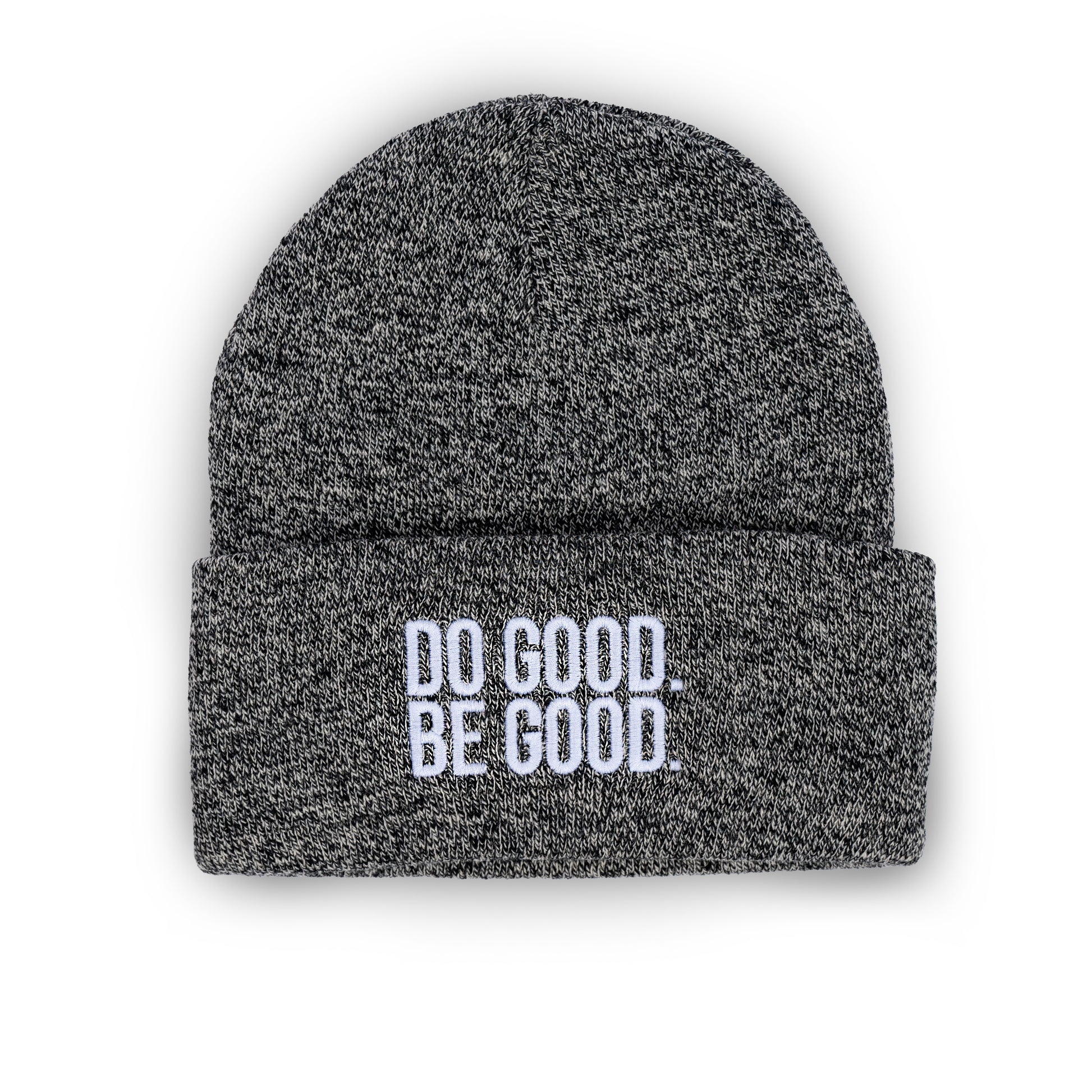 marled black and white do good be good beanie skully ski hat sol rise essentials knit mental health merch apparel