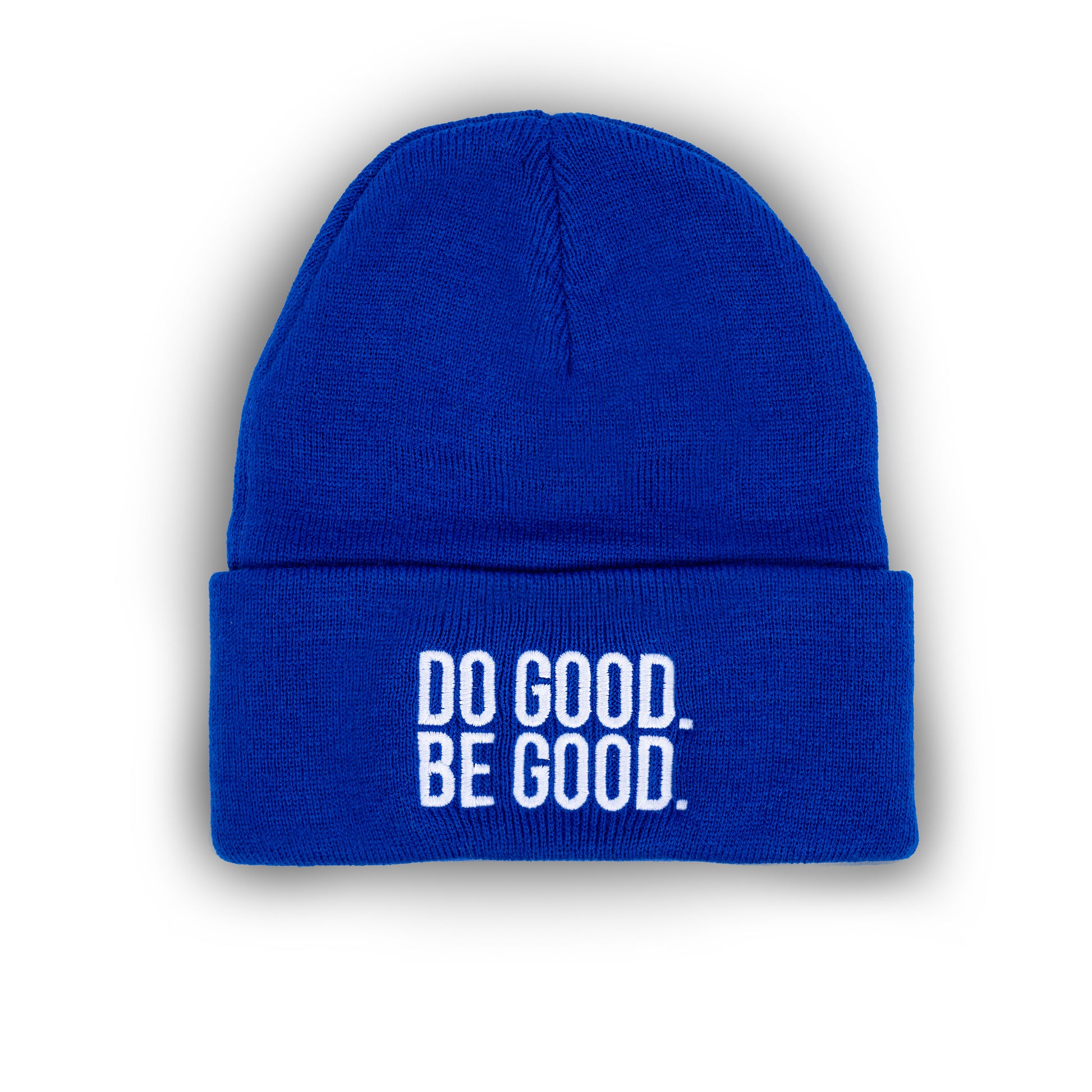 blue white do good be good beanie skully ski hat sol rise essentials knit mental health merch apparel